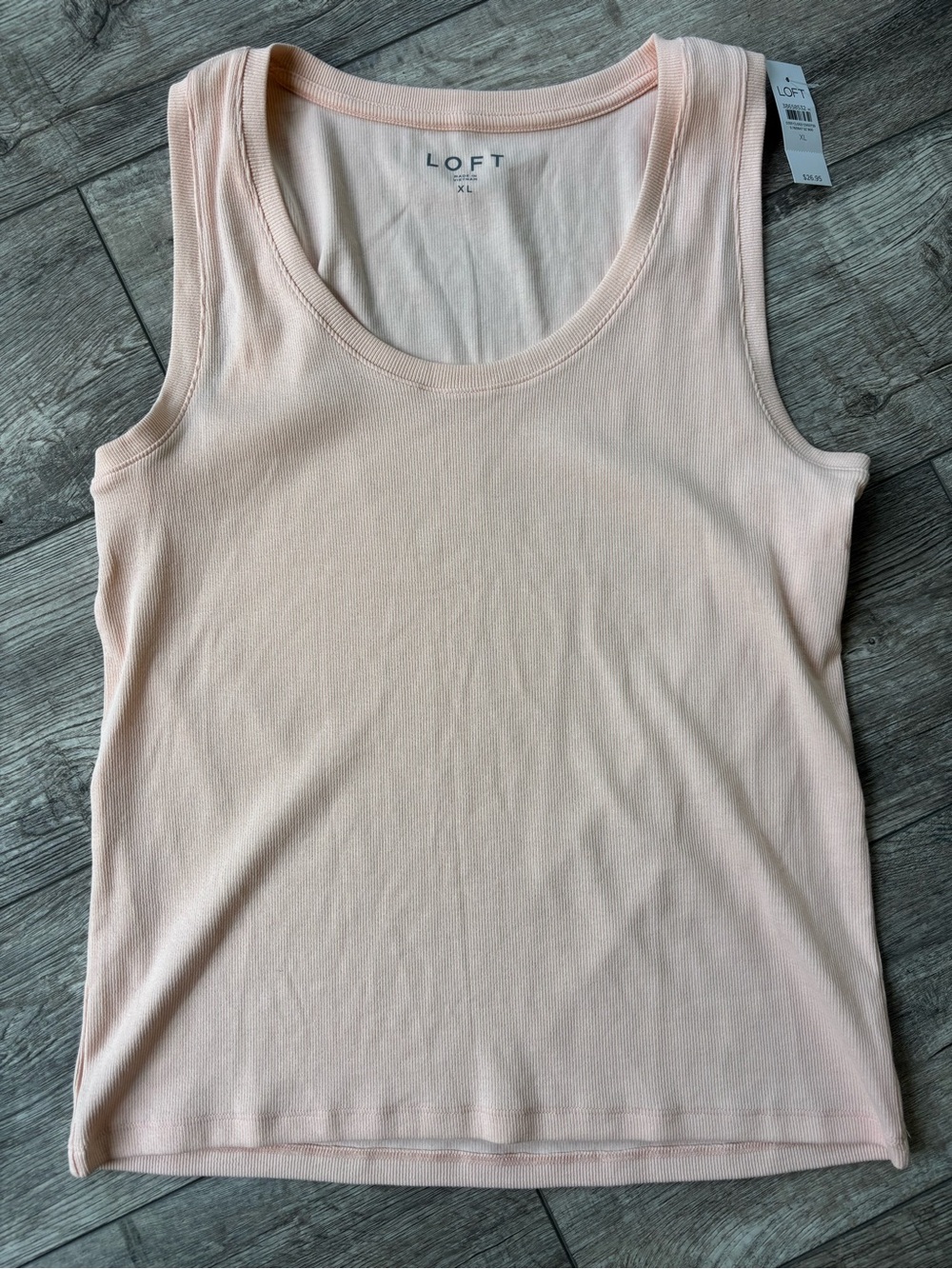 LOFT Soft Peach Ribbed Scoop Neck Tank Top